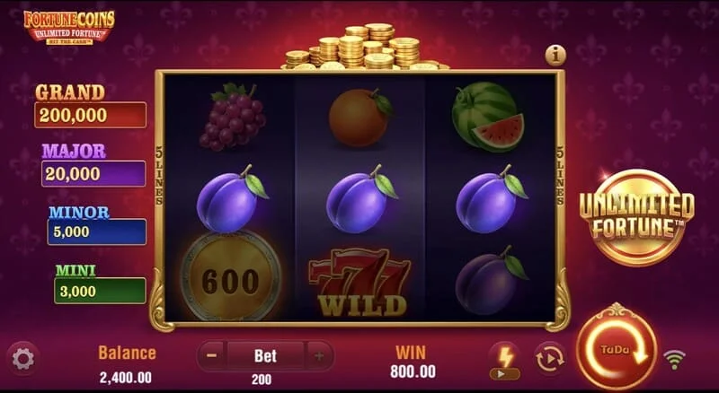 Fortune Coins Unlimited Fortune – Basis-Raster 3x3 mit Fruchtsymbolen